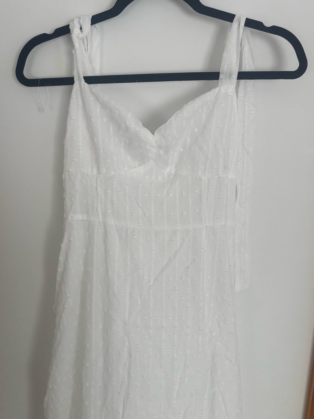 New White Poéselle Midi Swiss Dot Tie-Strap Sundress Size M/L